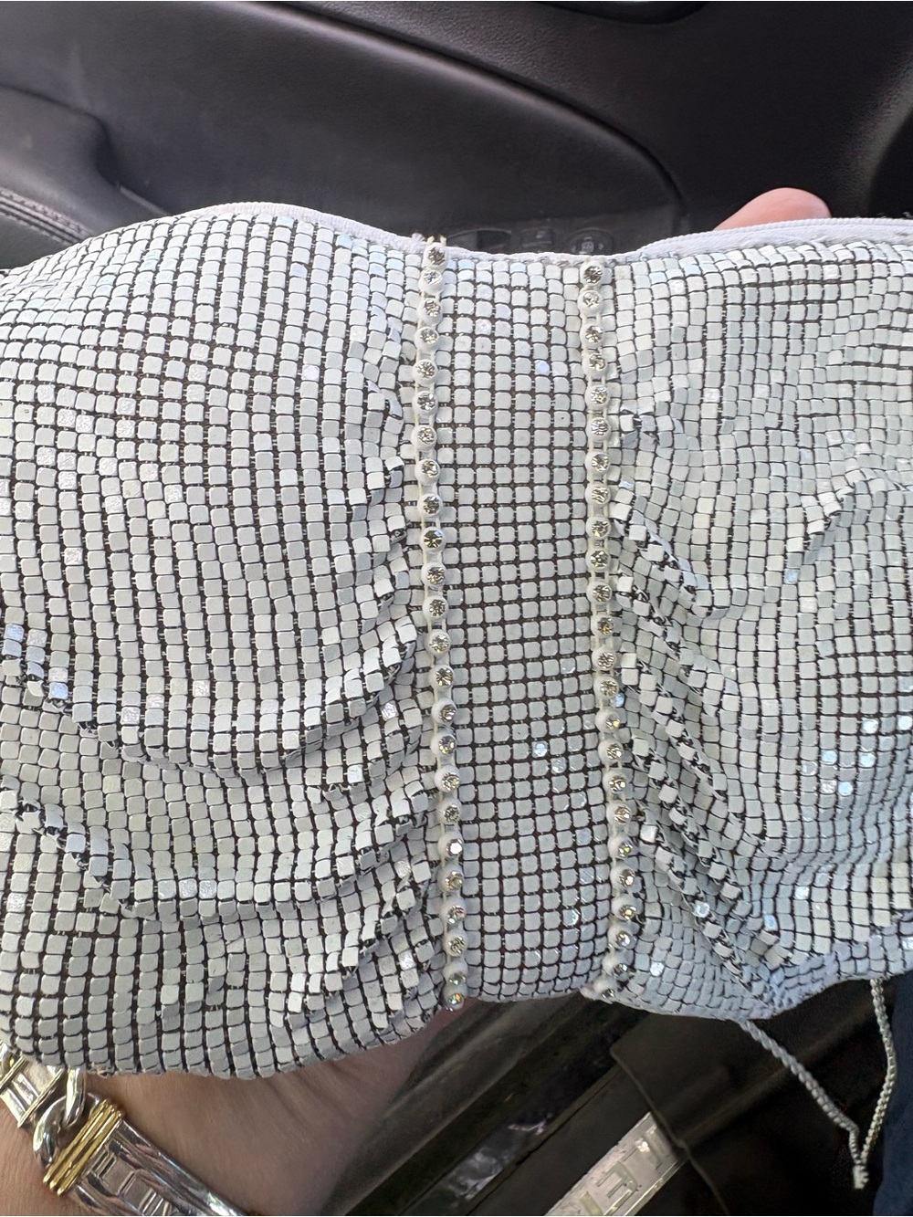 Mesh vintage bag white with chain